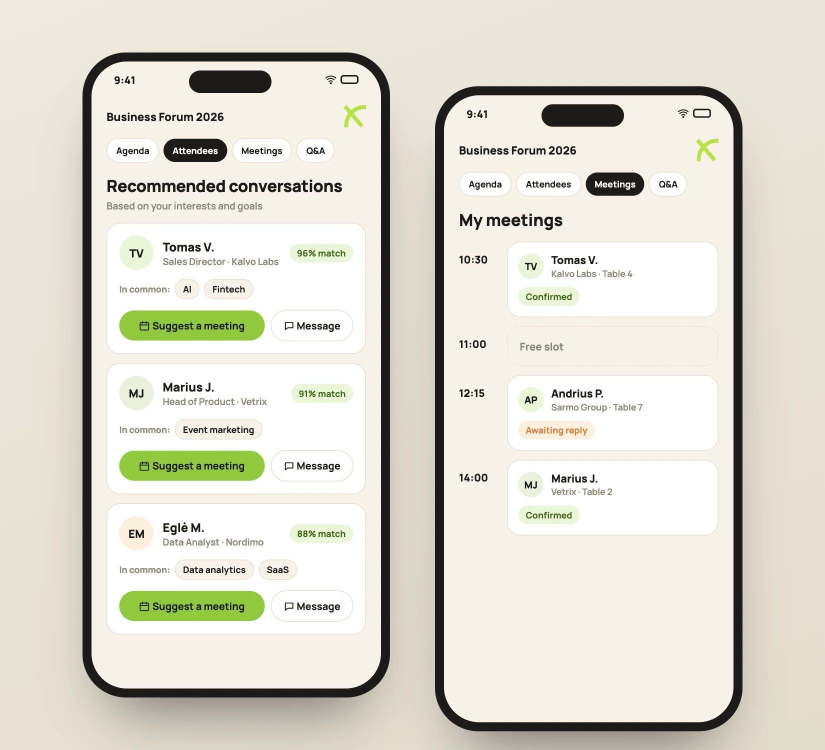VeloxEntry networking app: AI recommendations and meetings